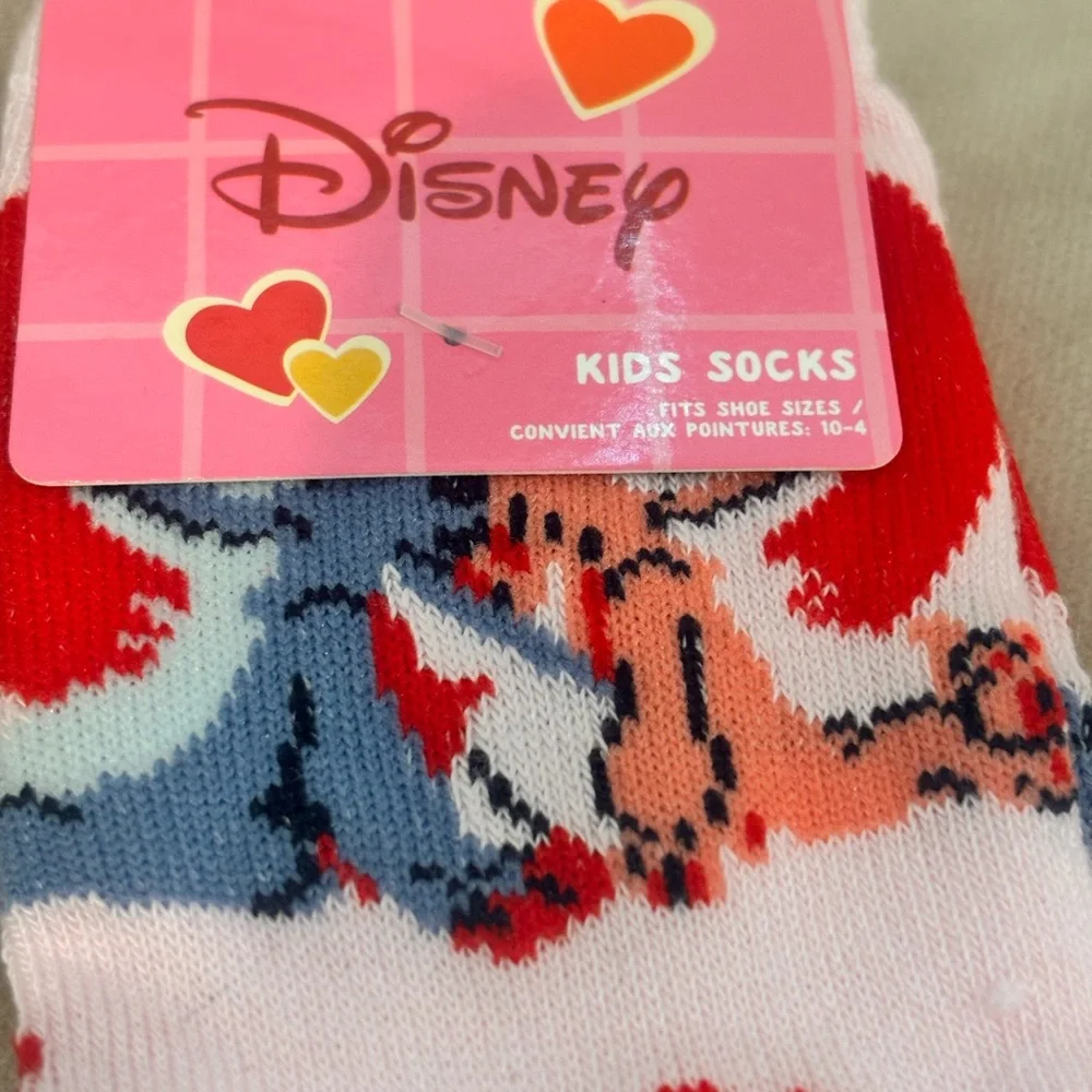 Disney Lilo & Stitch Pink and Red Heart Kids Socks Size 10-4 NWT Brand new